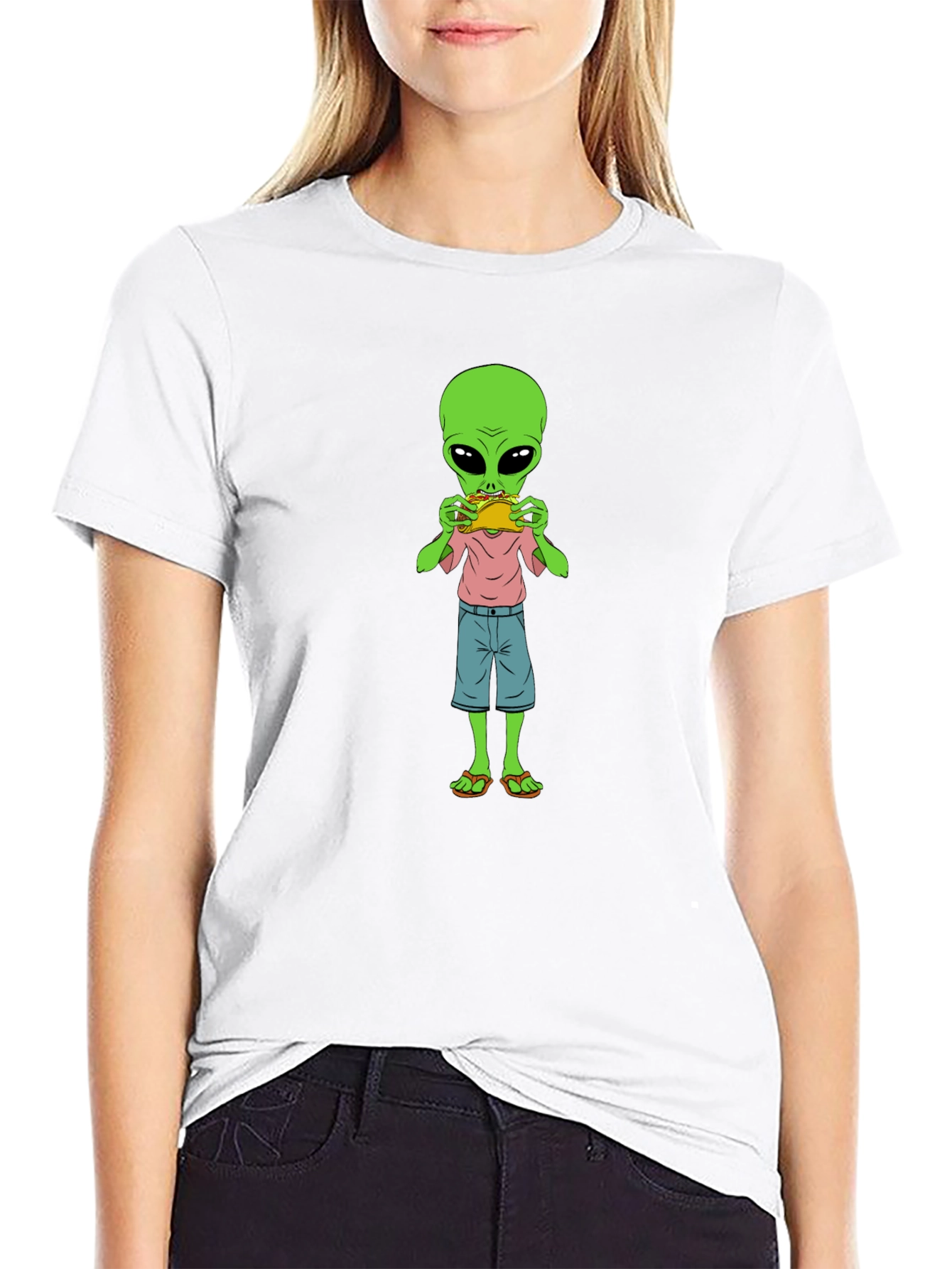 Alien Eating Taco Graphic T-Shirt