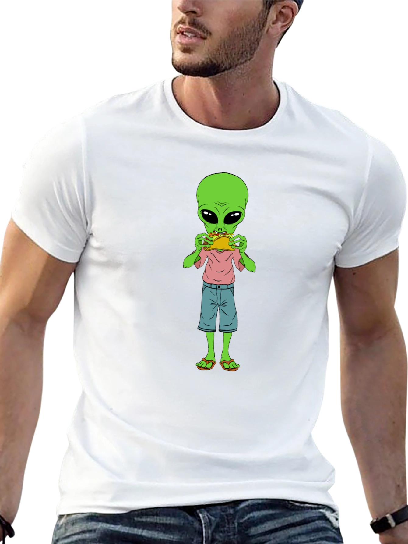 Alien Eating Taco Graphic T-Shirt