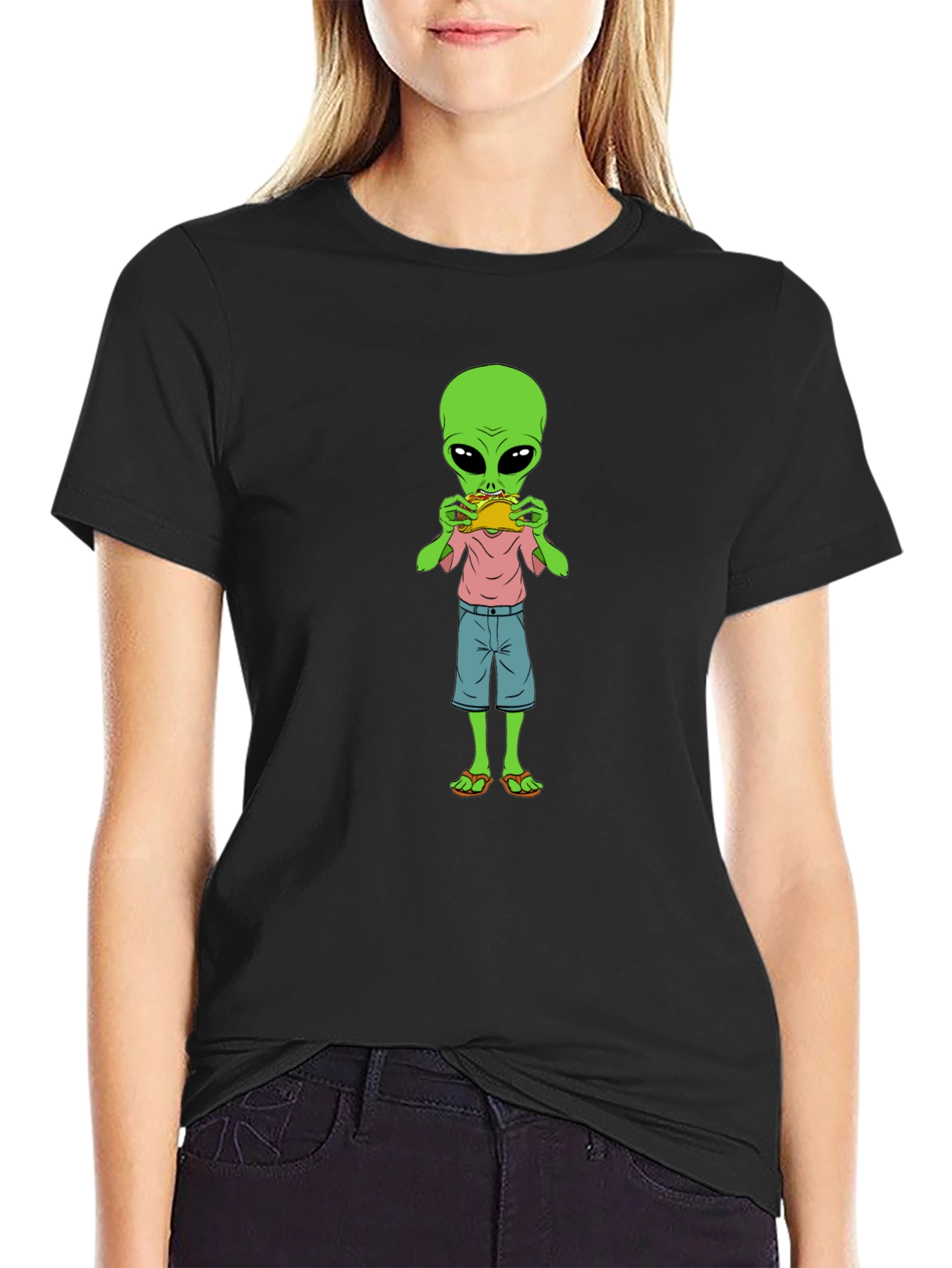 Alien Eating Taco Graphic T-Shirt
