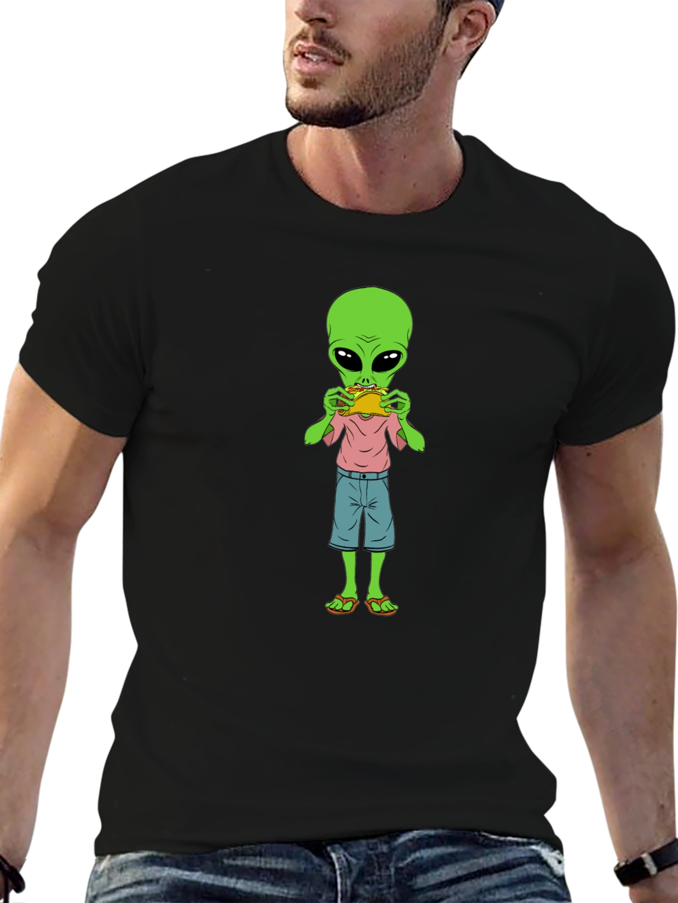 Alien Eating Taco Graphic T-Shirt