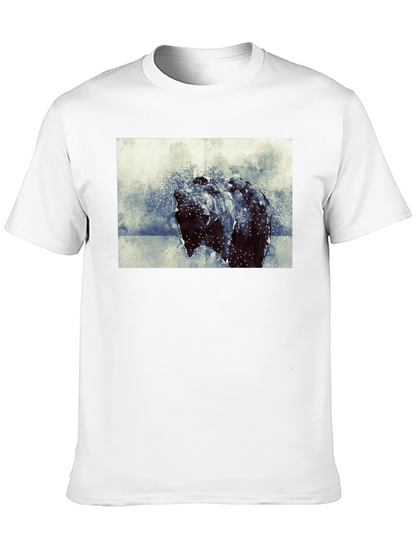 Abstract Bear Graphic Black T-Shirt