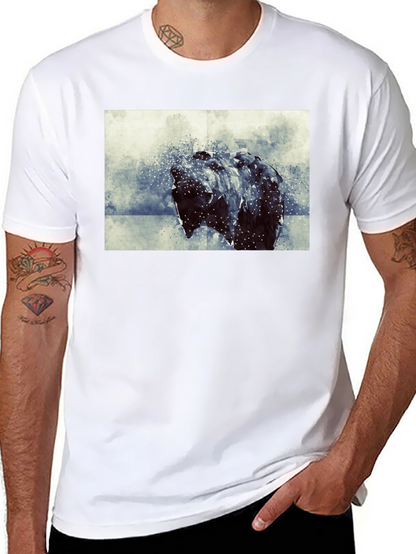 Abstract Bear Graphic Black T-Shirt