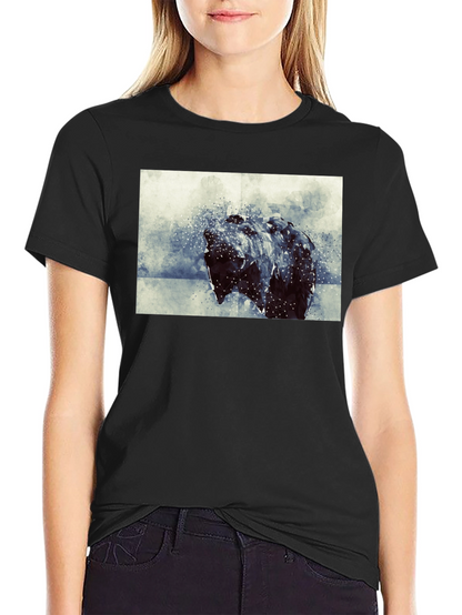 Abstract Bear Graphic Black T-Shirt