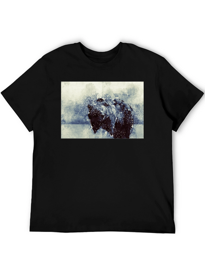 Abstract Bear Graphic Black T-Shirt