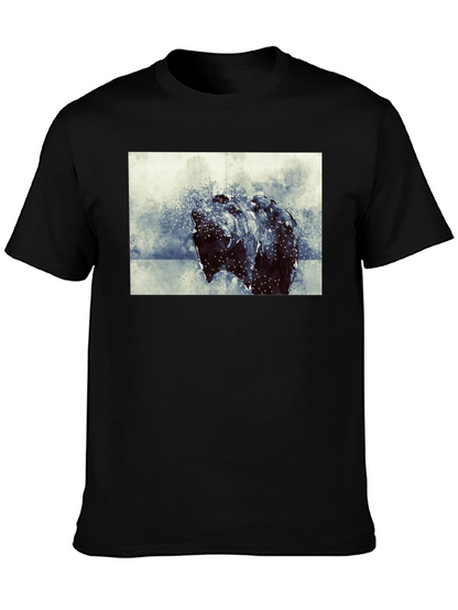 Abstract Bear Graphic Black T-Shirt