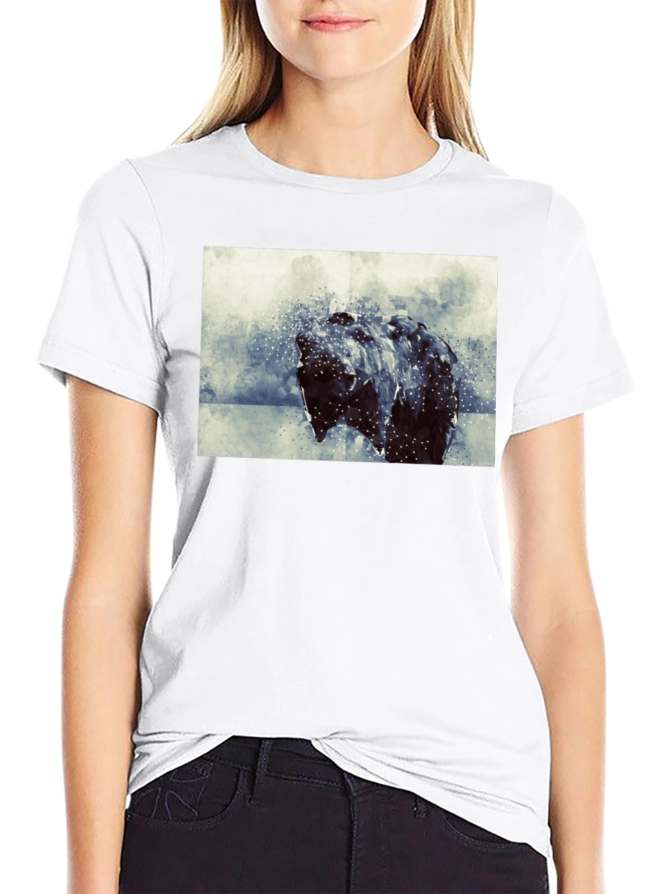 Abstract Bear Graphic Black T-Shirt