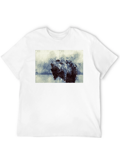 Abstract Bear Graphic Black T-Shirt
