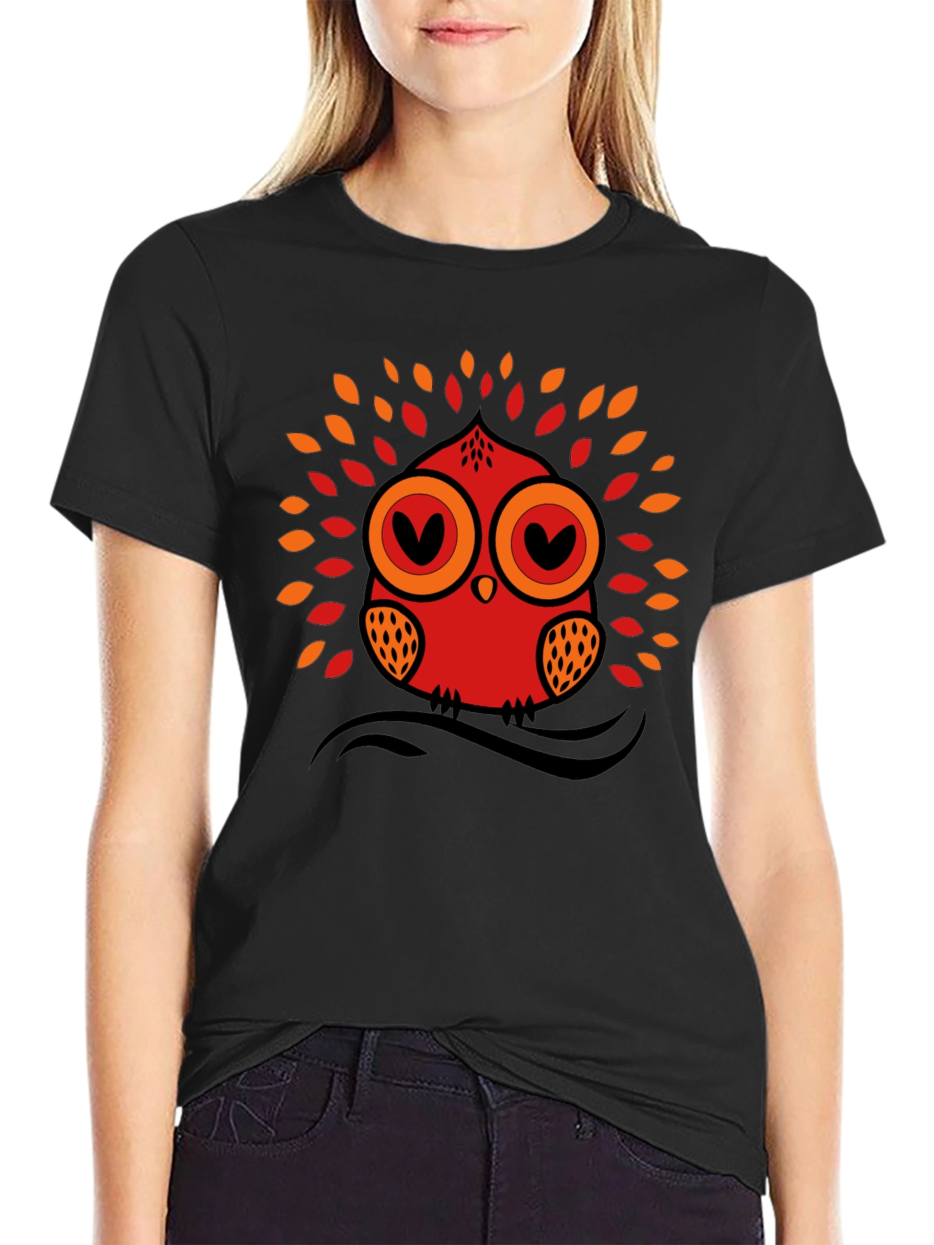 Owl Graphic Tee - Black Short Sleeve T-Shirt