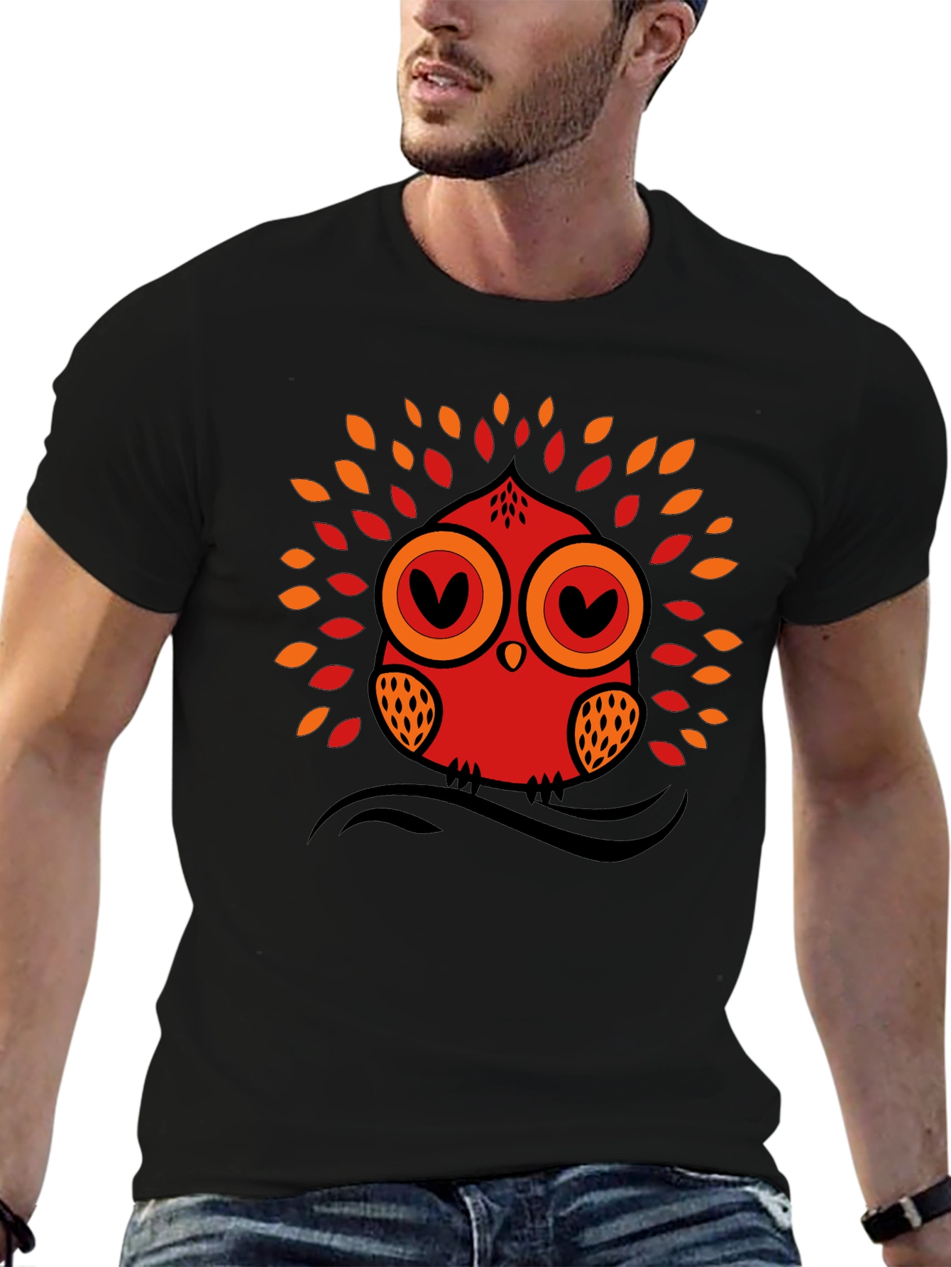 Owl Graphic Tee - Black Short Sleeve T-Shirt