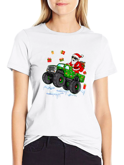 Santa Monster Truck Christmas T-Shirt