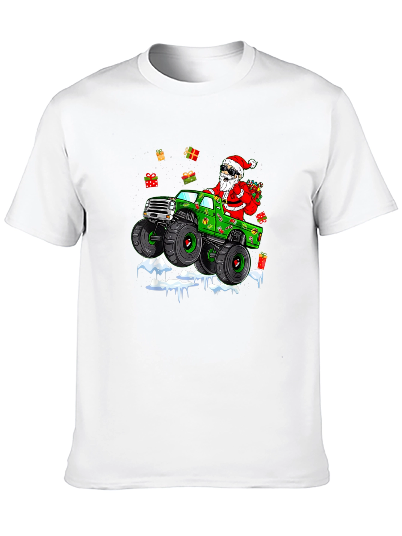 Santa Monster Truck Christmas T-Shirt