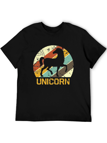Retro Unicorn Graphic T-Shirt - Black