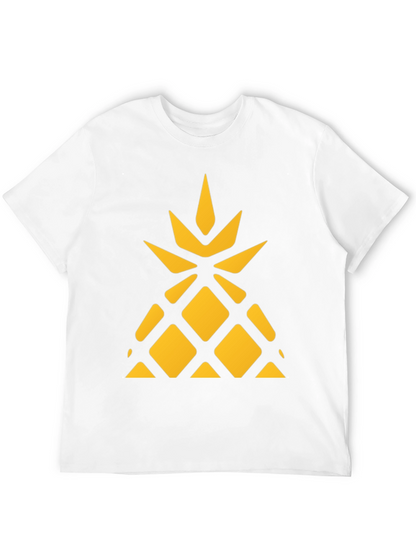 Geometric Pineapple Graphic Tee - Black Cotton Shirt