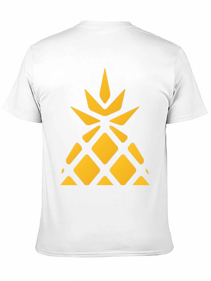 Geometric Pineapple Graphic Tee - Black Cotton Shirt