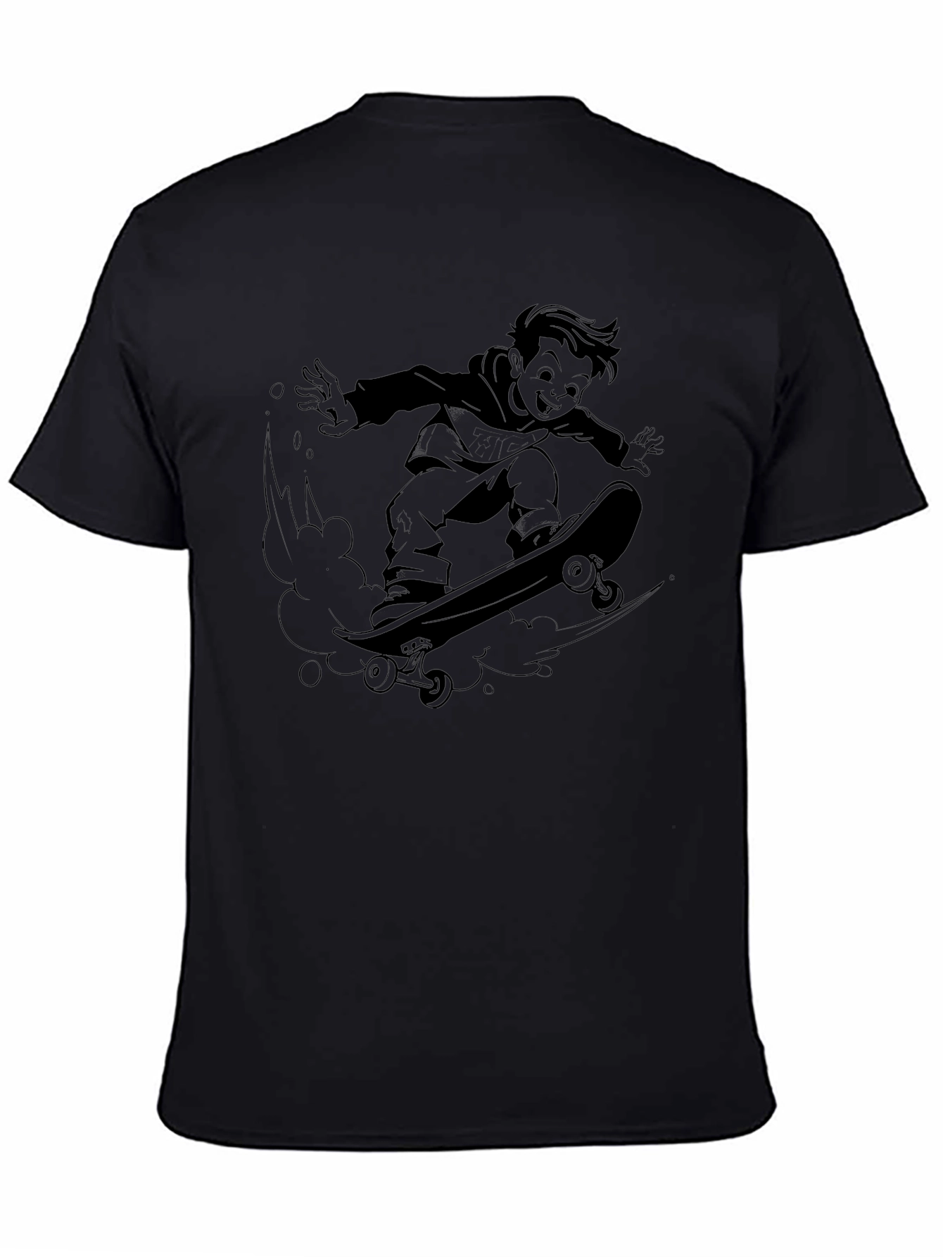 Cool Skater Boy Graphic T-Shirt - Black