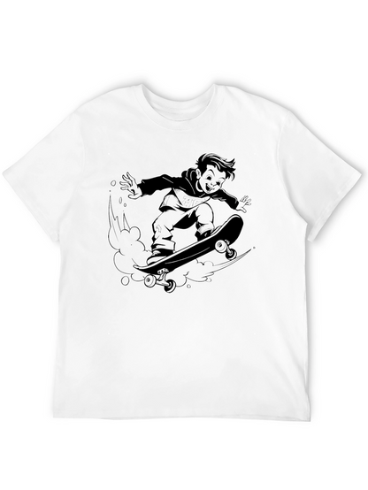 Cool Skater Boy Graphic T-Shirt - Black