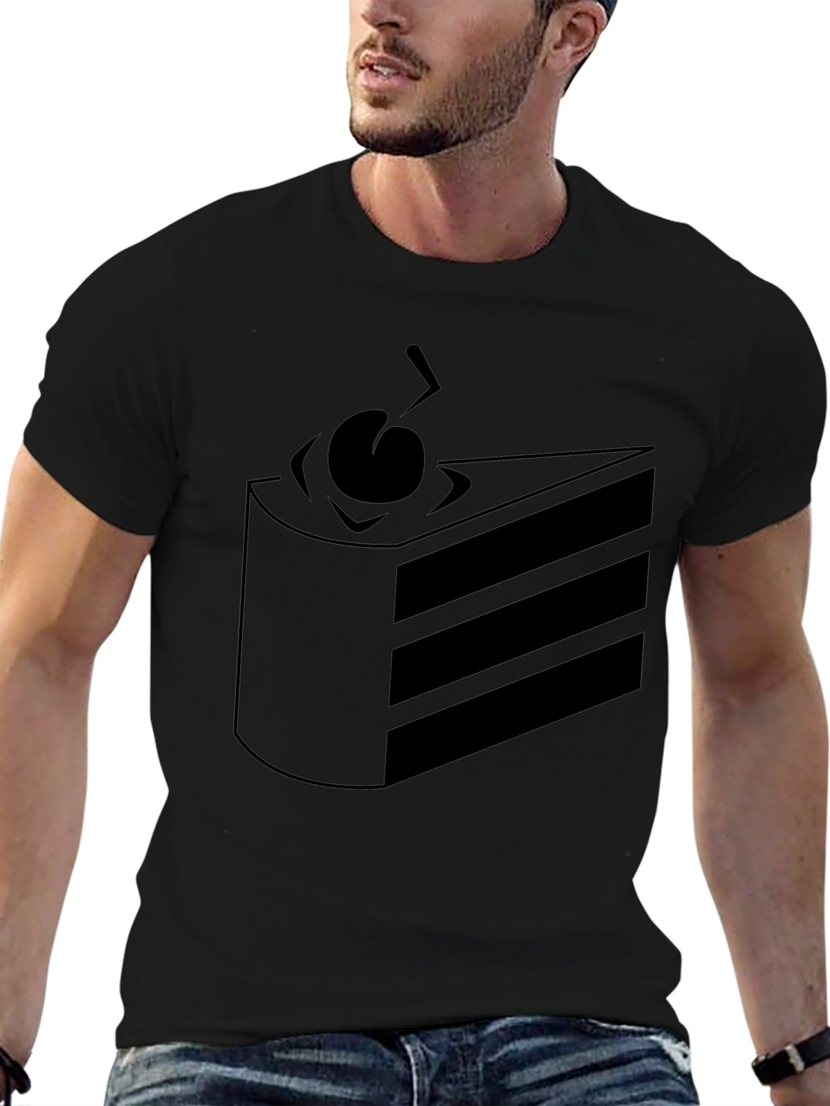 Cake Slice Graphic Tee - Black