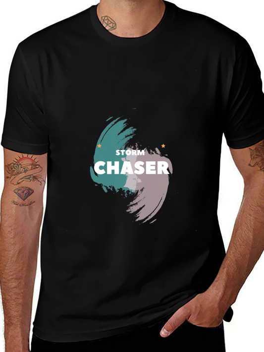 Storm Chaser Graphic Tee - Black Crew Neck T-Shirt