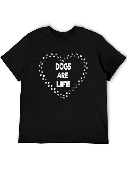 Dogs Are Life T-Shirt - Paw Print Heart Design