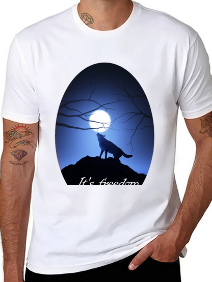 Wolf Howling at Moon Graphic Tee - Freedom Design