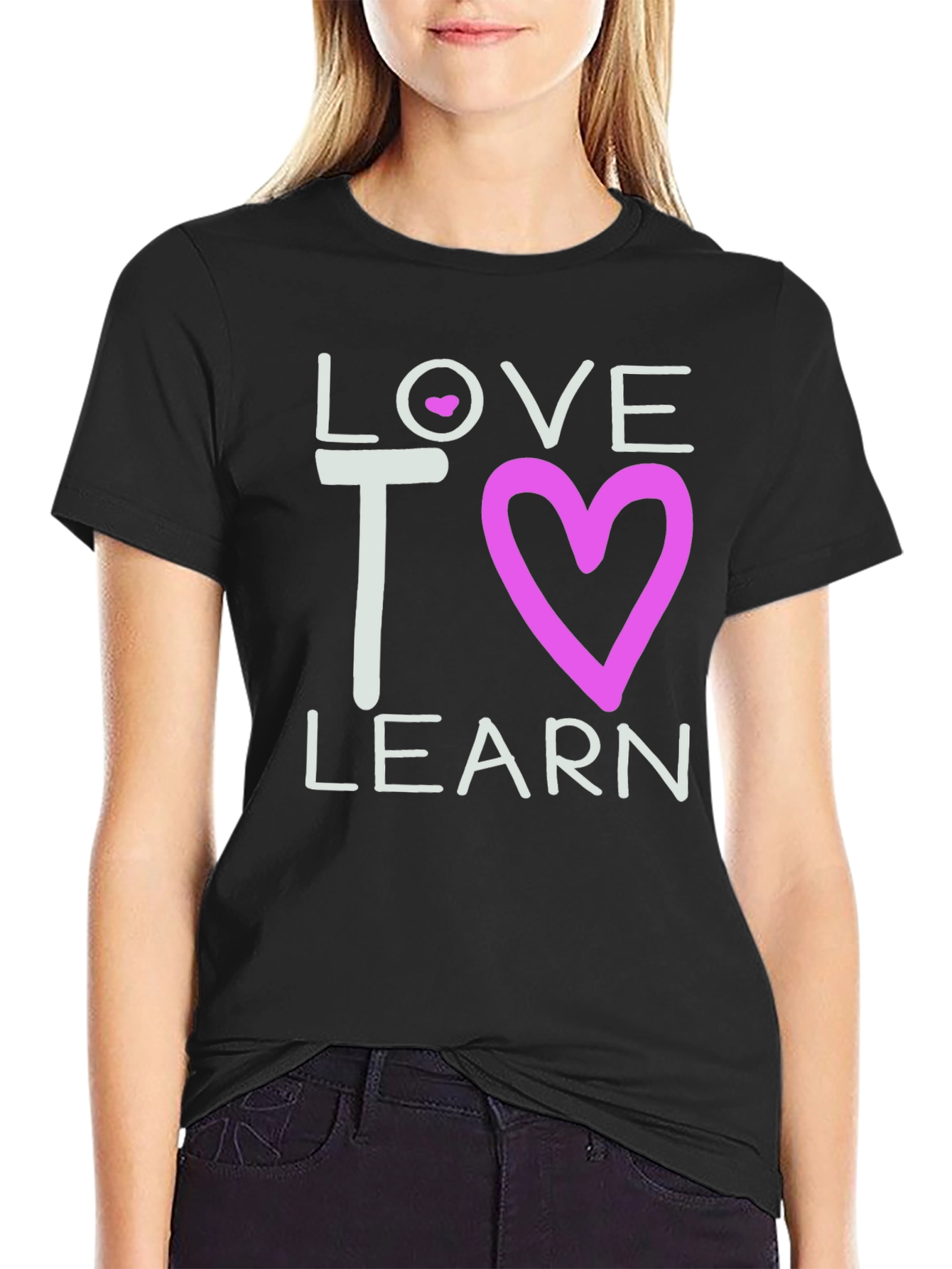 Love to Learn Graphic Tee - Black Cotton T-Shirt