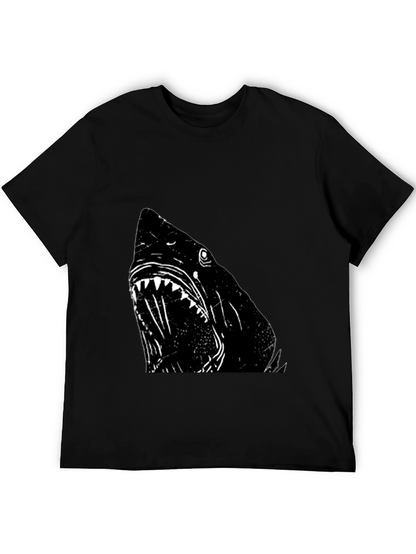 Shark Graphic T-Shirt - Black Cotton Tee