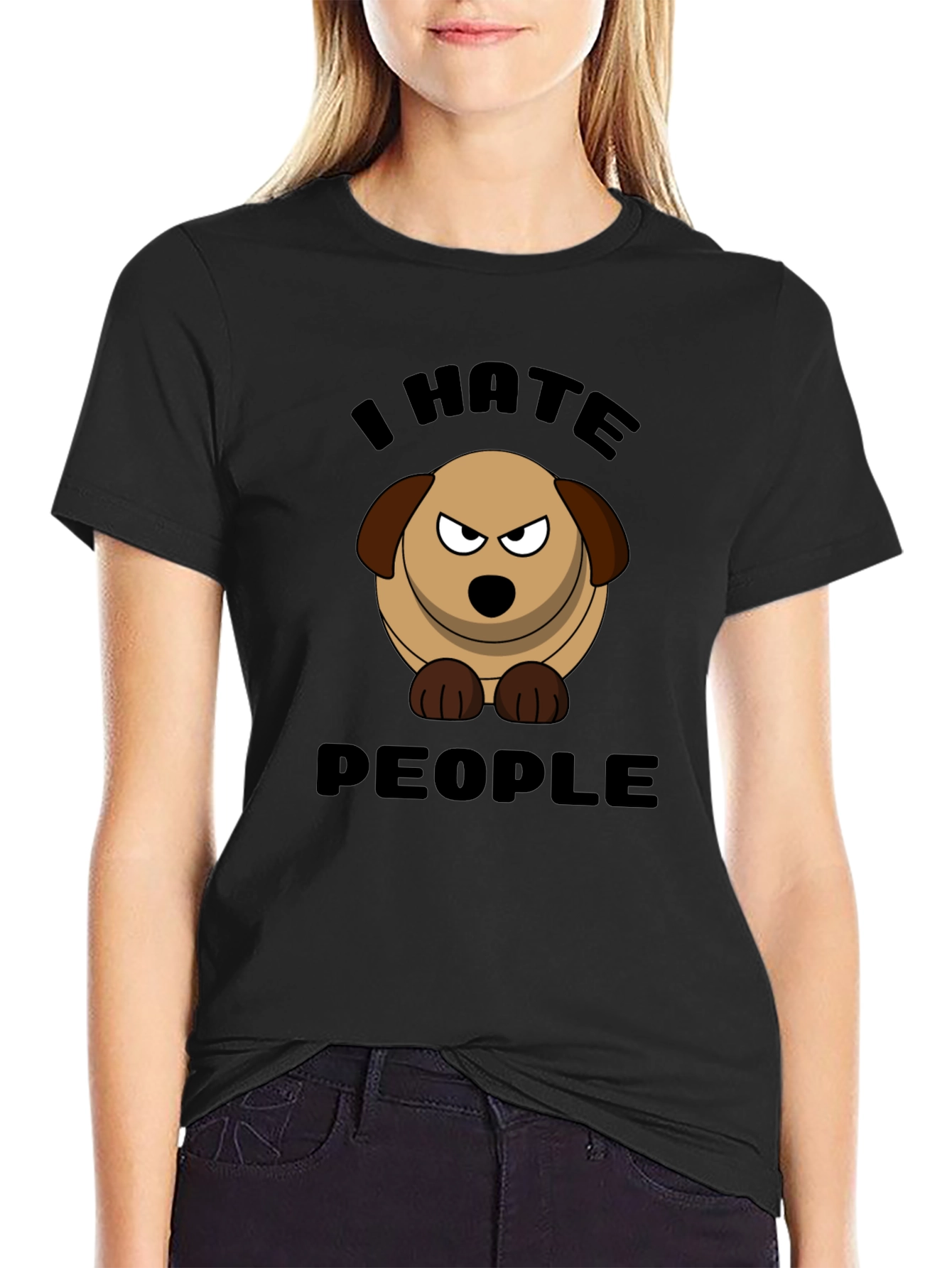 I Hate People Dog Graphic T-Shirt
