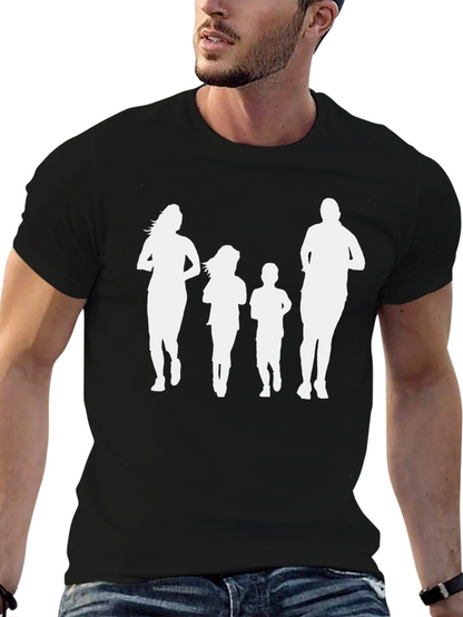 Family Run T-Shirt: Black Crew Neck Graphic Tee