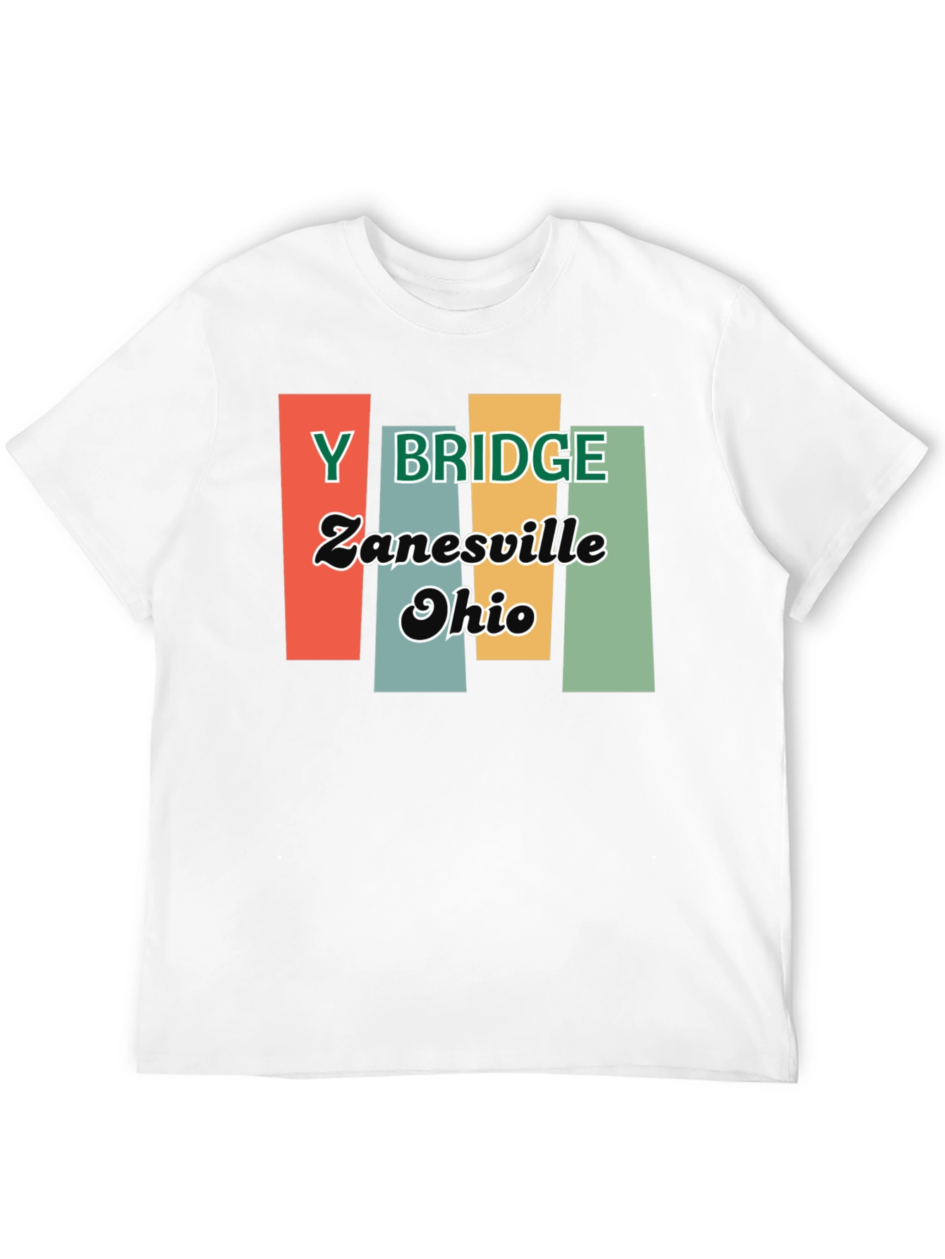 Y Bridge Zanesville Ohio Retro Black T-Shirt