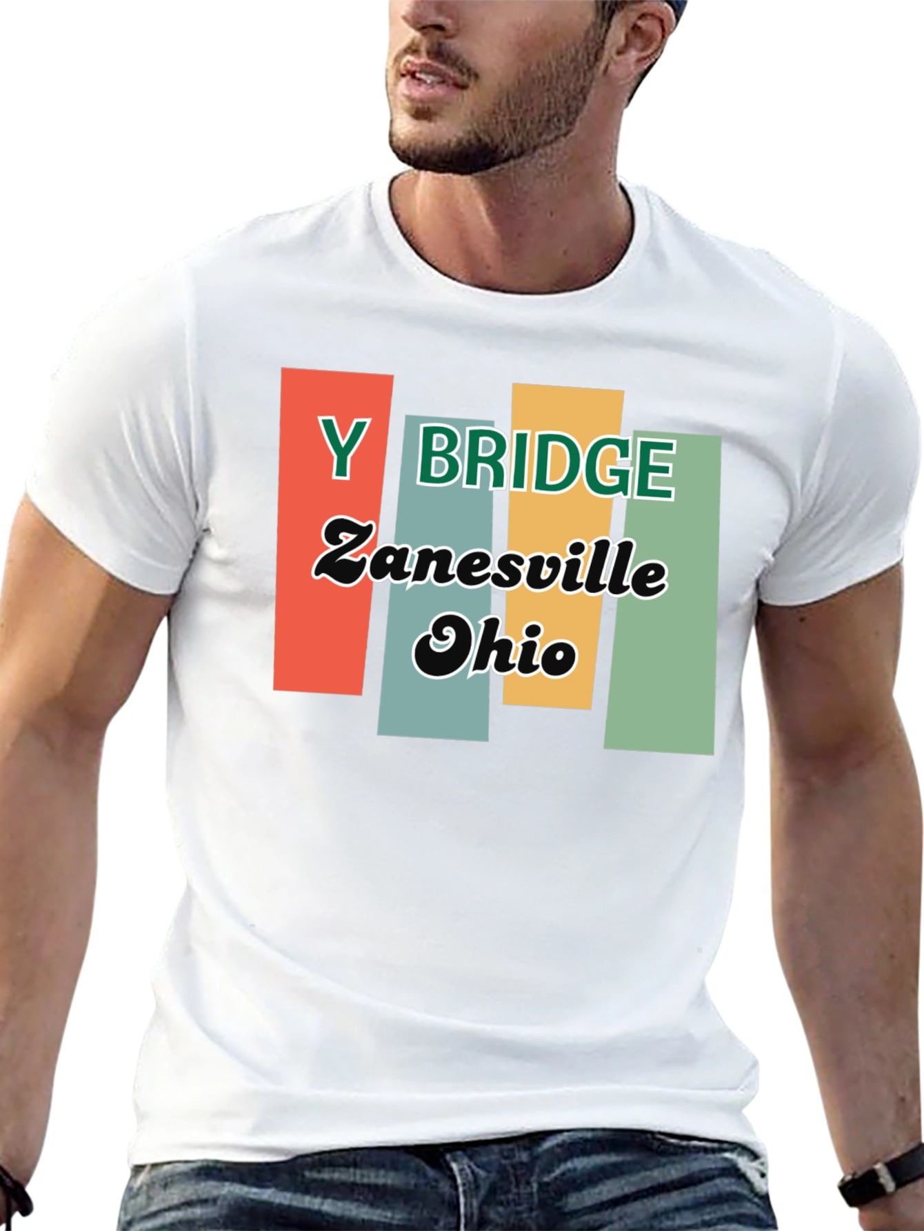 Y Bridge Zanesville Ohio Retro Black T-Shirt