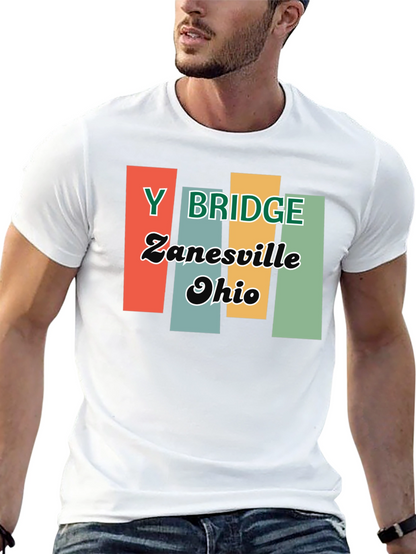 Y Bridge Zanesville Ohio Retro Black T-Shirt