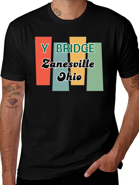 Y Bridge Zanesville Ohio Retro Black T-Shirt