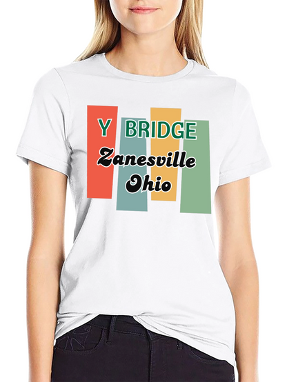 Y Bridge Zanesville Ohio Retro Black T-Shirt
