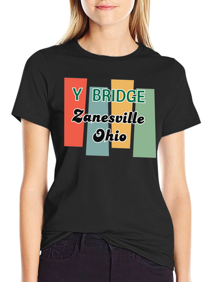 Y Bridge Zanesville Ohio Retro Black T-Shirt