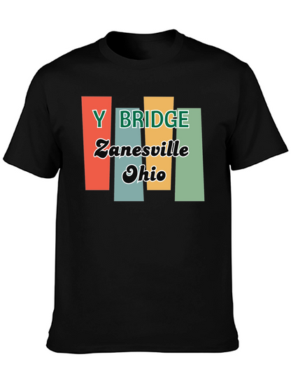 Y Bridge Zanesville Ohio Retro Black T-Shirt