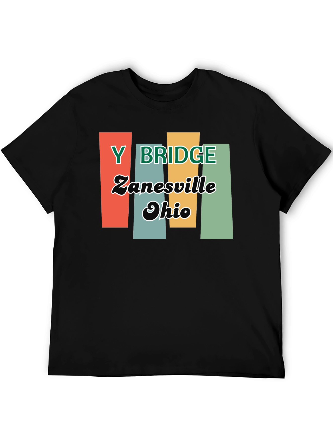 Y Bridge Zanesville Ohio Retro Black T-Shirt