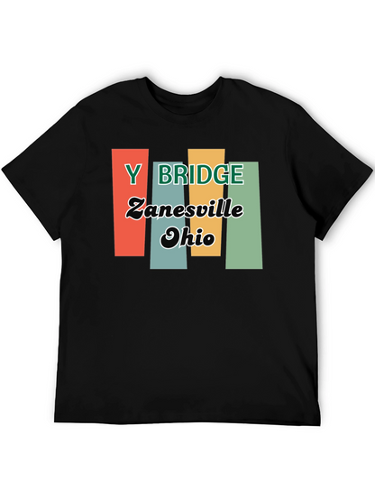 Y Bridge Zanesville Ohio Retro Black T-Shirt