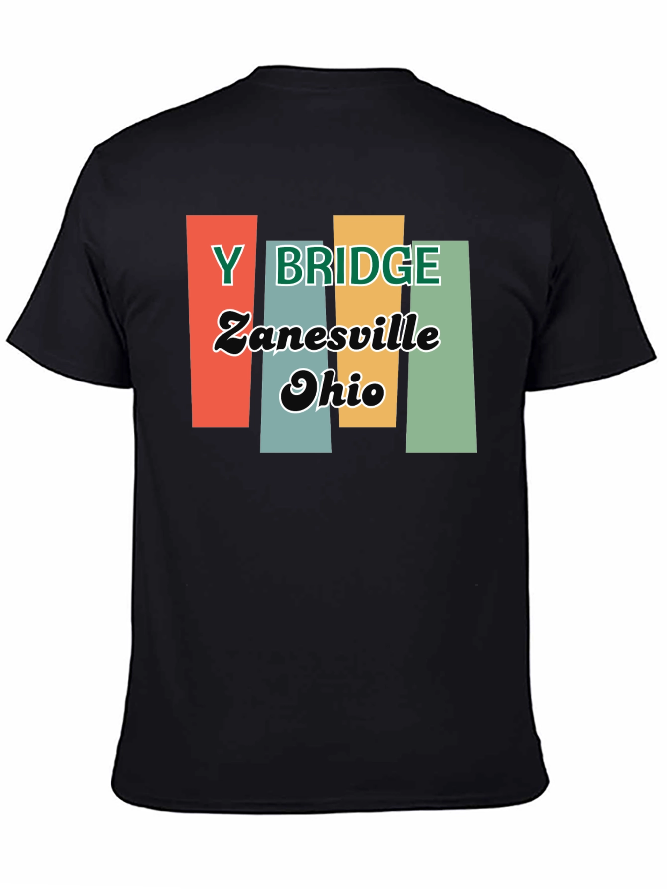 Y Bridge Zanesville Ohio Retro Black T-Shirt