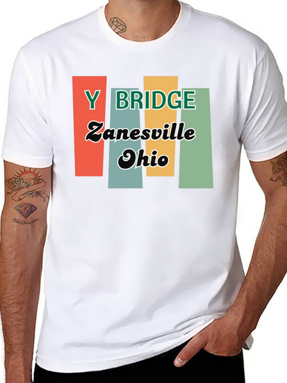 Y Bridge Zanesville Ohio Retro Black T-Shirt