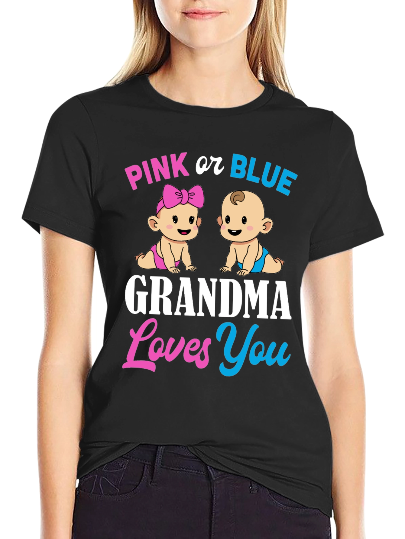 Pink or Blue Grandma Loves You T-Shirt
