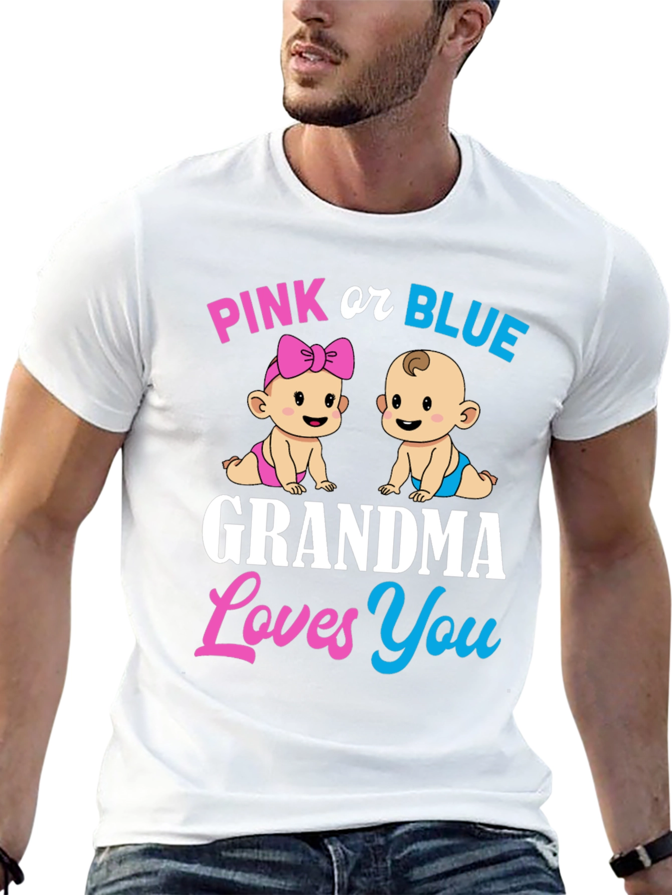 Pink or Blue Grandma Loves You T-Shirt