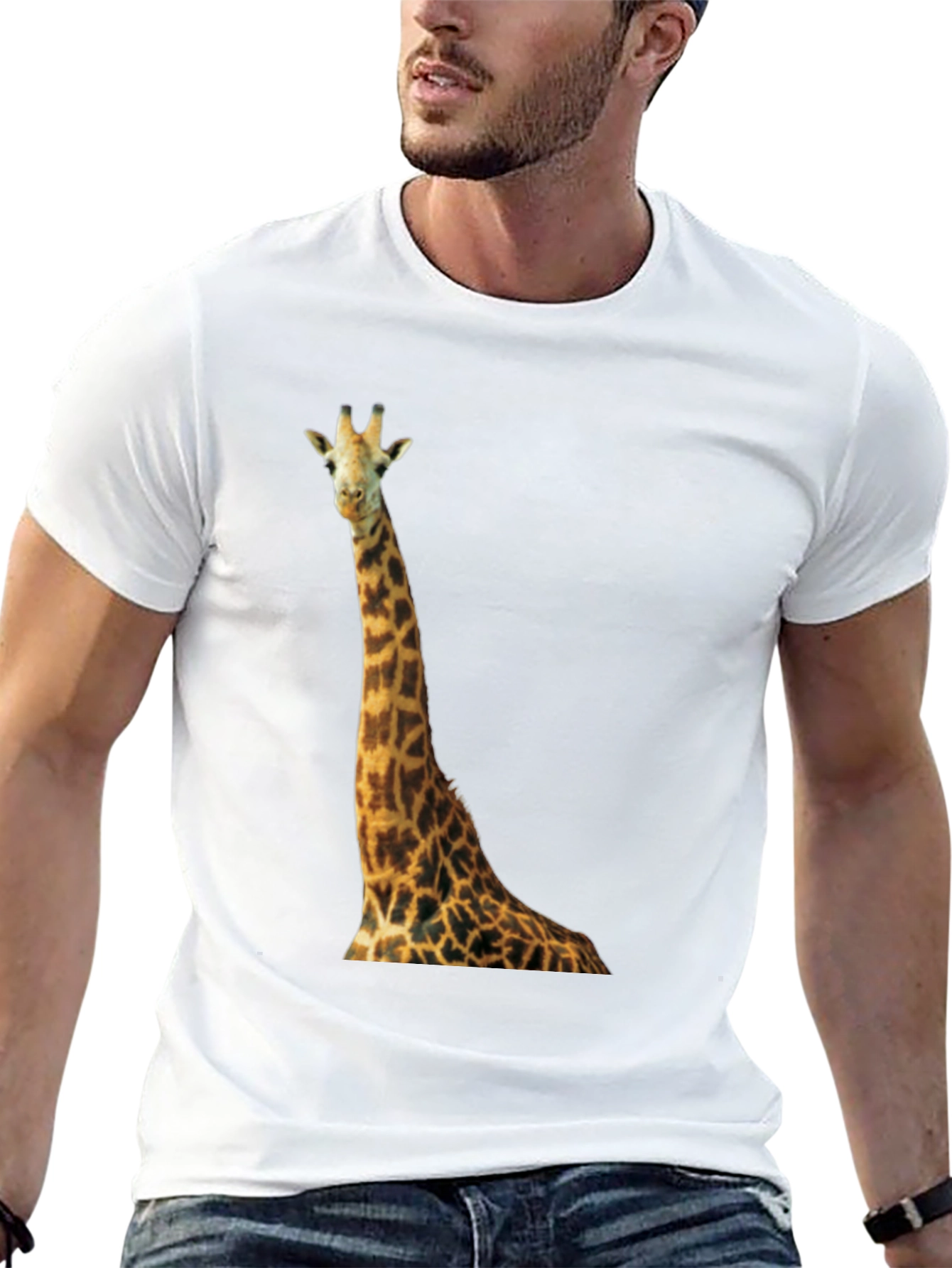 Giraffe Graphic Black T-Shirt - Unique Animal Print