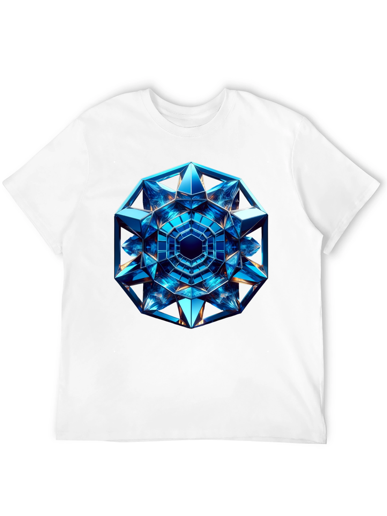 Geometric Blue Crystal Design T-Shirt