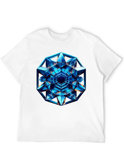 Geometric Blue Crystal Design T-Shirt