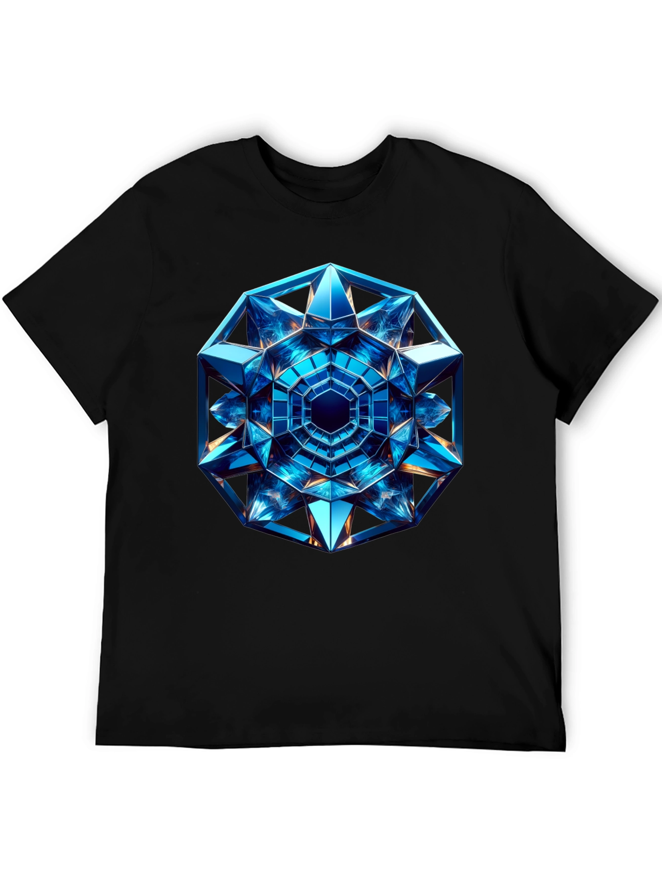 Geometric Blue Crystal Design T-Shirt