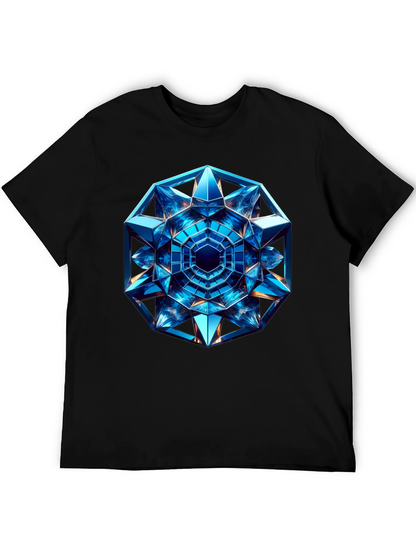 Geometric Blue Crystal Design T-Shirt