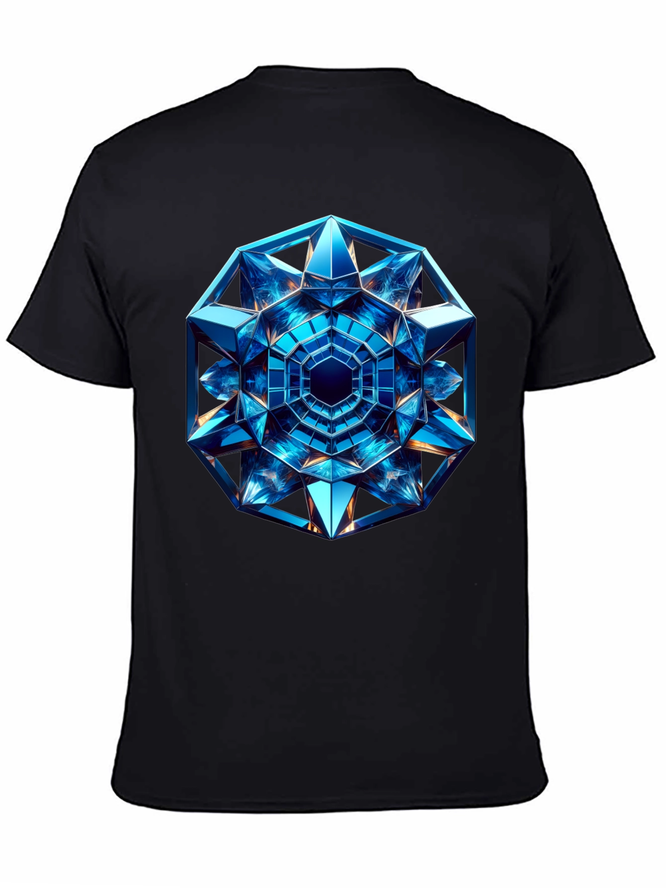 Geometric Blue Crystal Design T-Shirt