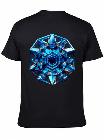 Geometric Blue Crystal Design T-Shirt