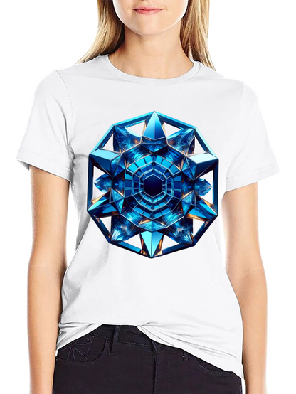 Geometric Blue Crystal Design T-Shirt