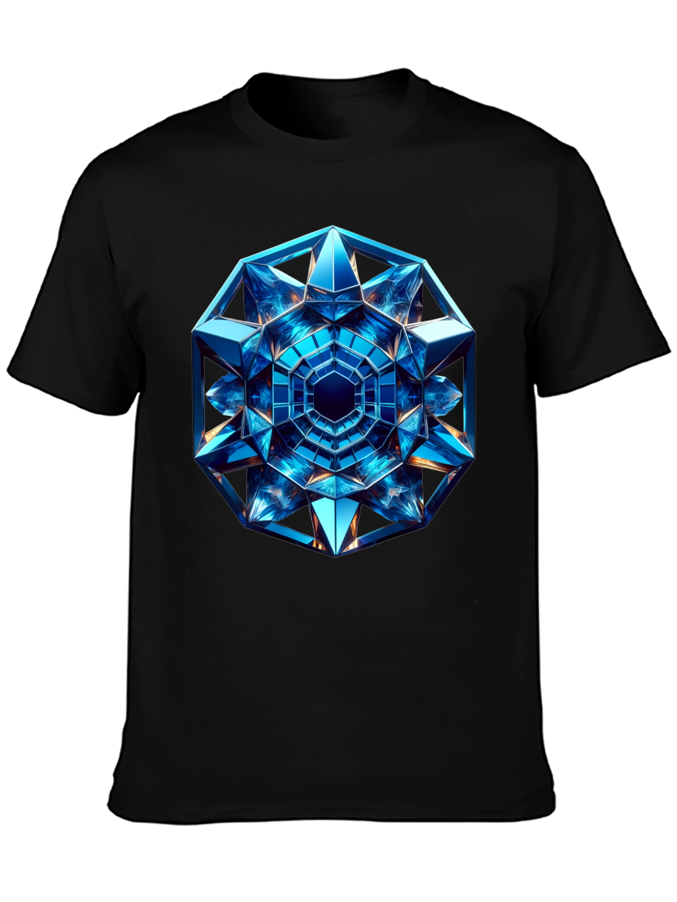 Geometric Blue Crystal Design T-Shirt